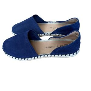 Eric Michael Espadrille Flats Navy Suede Leather Slip On Casual Shoes